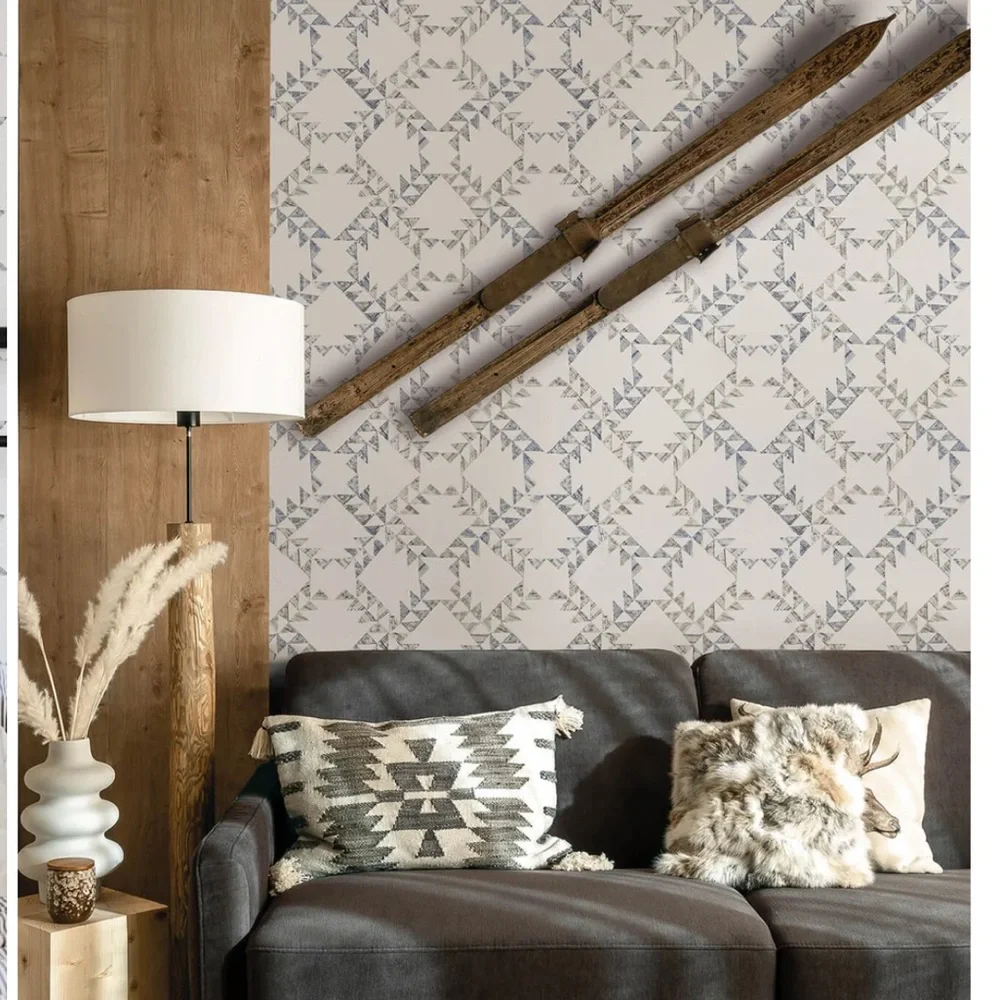 Chesapeake Yellowstone Scrap Quilt Wallpaper in Denim